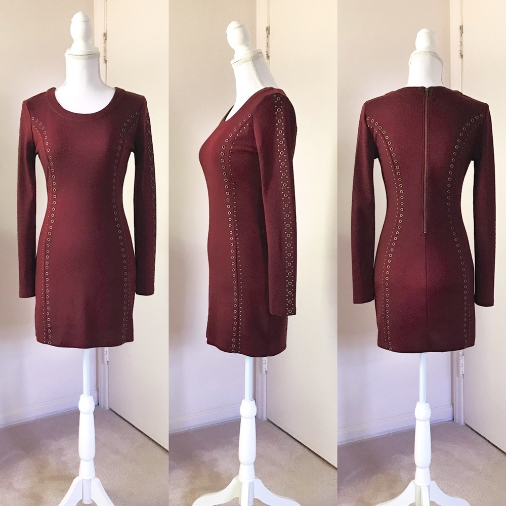 Riveted Burgundy Bodycon Dress